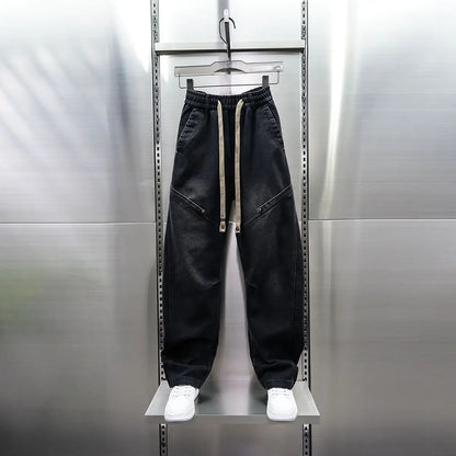 American Retro Washed Distressed Jeans Loose Straight Wide-leg Jeans Luxury Brand Men's Clothing