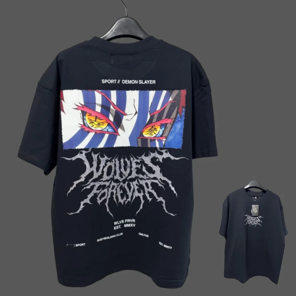 Apex Ritual – アニメプリント メンズクルーネックTシャツ – ゆったりカジュアル フィットネストレーニング コットンTee