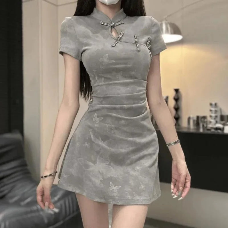 Women's Vintage Cheongsam Mini Dress