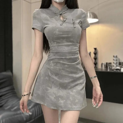 Women's Vintage Cheongsam Mini Dress