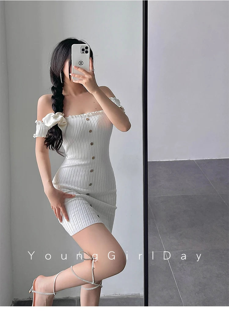 Women's One-Shoulder Knit Mini Dress