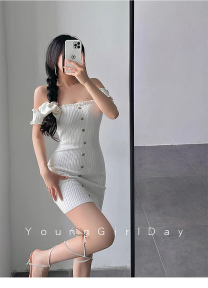 Women's One-Shoulder Knit Mini Dress