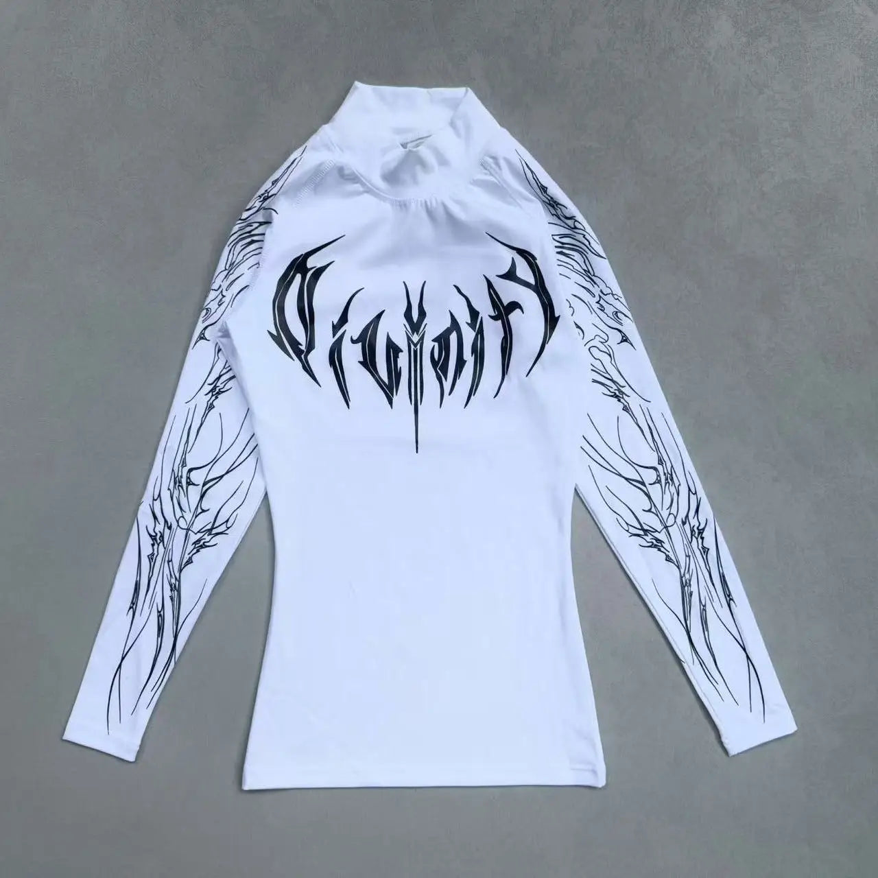 Apex Ritual – レディース長袖オフショルダーレタープリントトップス – タイトフィットカジュアルストリートウェアTシャツ