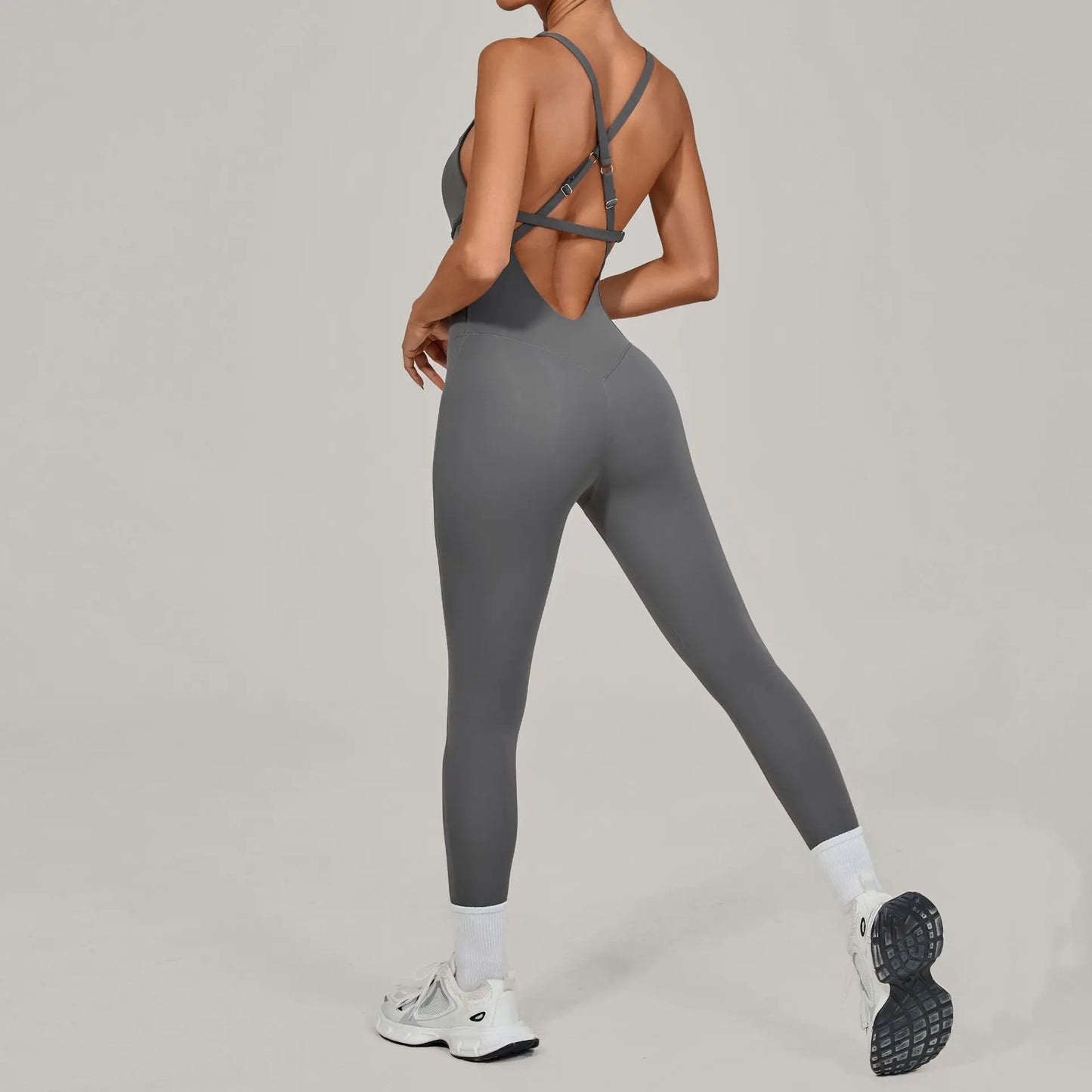 Women's Workout Backless Purple Jumpsuit