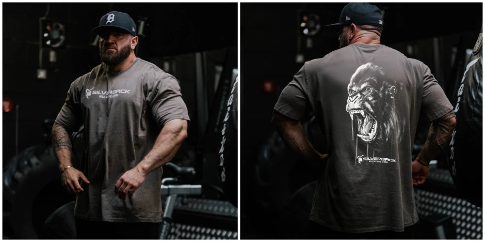 SILVERBACK Sports Men Loose T-shirt Cotton Fashion Oversized Male Tee Shirts Gym Running Streetwear Fitness T-shirt men clothing