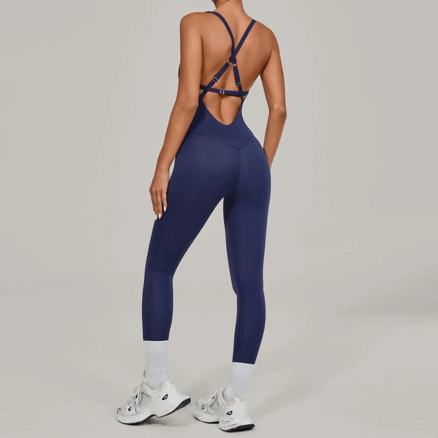 Women's Workout Backless Purple Jumpsuit