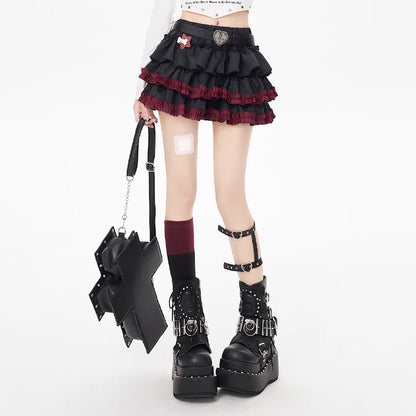 Y2k Mini Skirts Summer Women Black Gothic A-Line Pleated Skirt Harajuku Vintage 90s Aesthetic Kawaii Skirt 2000s Clothes