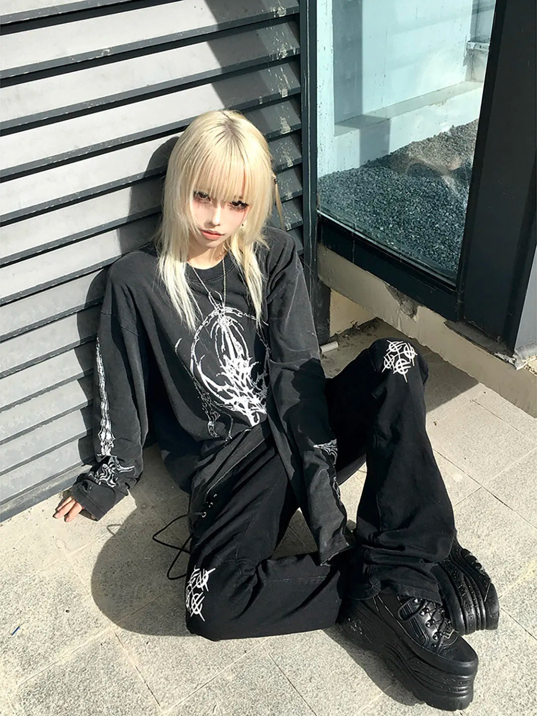 Women Grey Torn T-shirt Harajuku Korean Y2k Tees Top Vintage 90s Aesthetic Long Sleeve T-shirt 2000s Trashy Fashion Clothes