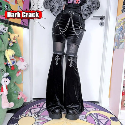 Punk Women’sY2k Gothic Harajuku Lolita Spicy Girls Halloween European  American Street Versatile Cross Loudspeaker Casual Pants