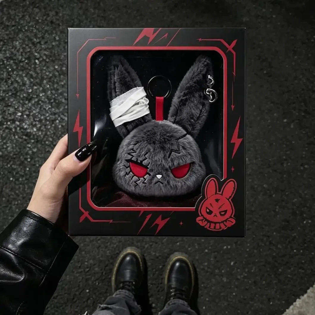 Apex Ritual – ホットゴシックバニーぬいぐるみキーチェーン – かわいいウサギバッグチャームキーリングペンダント