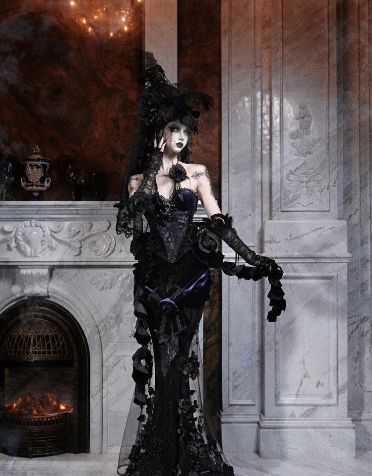 Women's Gothic Velvet Corset Waist Top