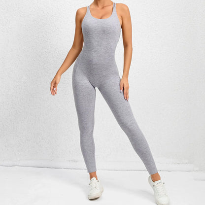 Women's Workout Slim Fit Ruched Black Jumpsuit