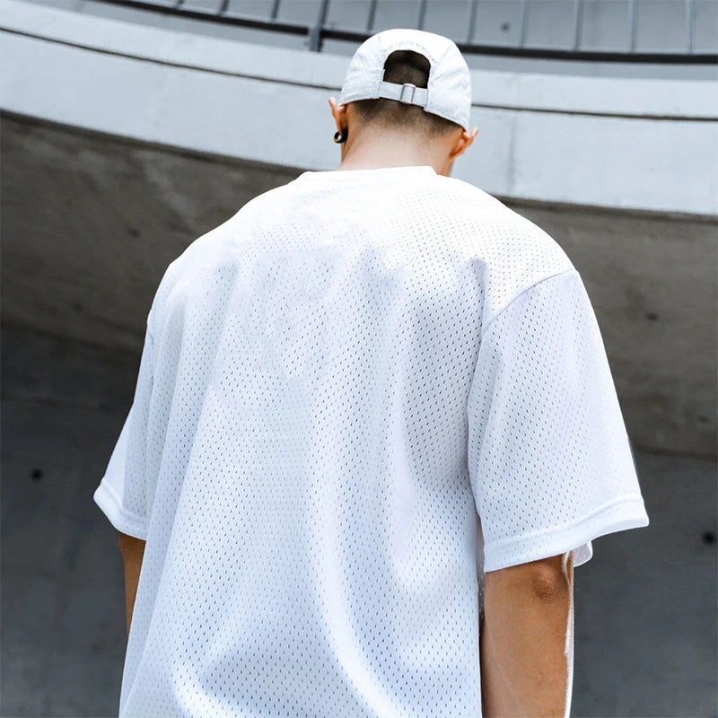 Apex Ritual – メンズオーバーサイズメッシュジムTシャツ – 速乾性トレーニング＆ランニングTシャツ