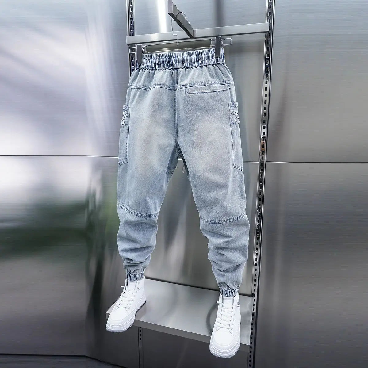 Fashionable Street Jeans Cool Zipper Harem Jeans High Quality Luxury Brand Men Clothing