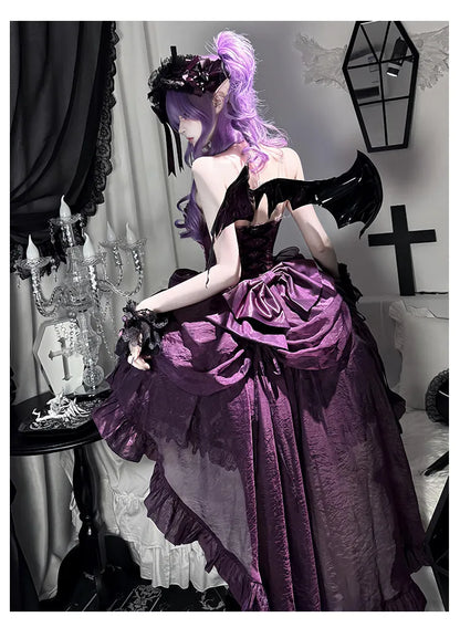 Women's Purple Puffy Party Dress
