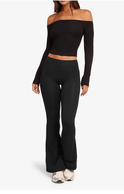 Women's Workout Wide-Leg High-Waist Two-Piece Set