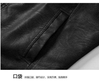Plus Size 8XL 7XL New Leather Jacket for Men in Spring  Autumn Stand Up Collar Leather Jacket High-end Thin Casual Jacket