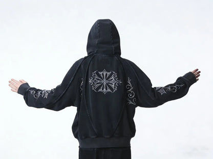 Men's Y2K Gothic Cross-Zip Mask Hoodie