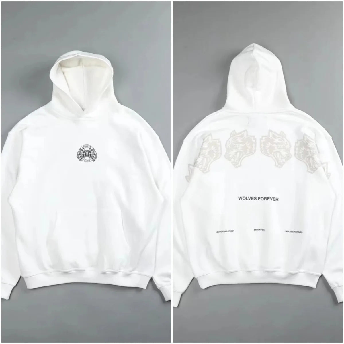 Apex Ritual – レトロウルフヘッドバックプリントパーカー – 裏起毛スウェットシャツ メンズ＆レディース