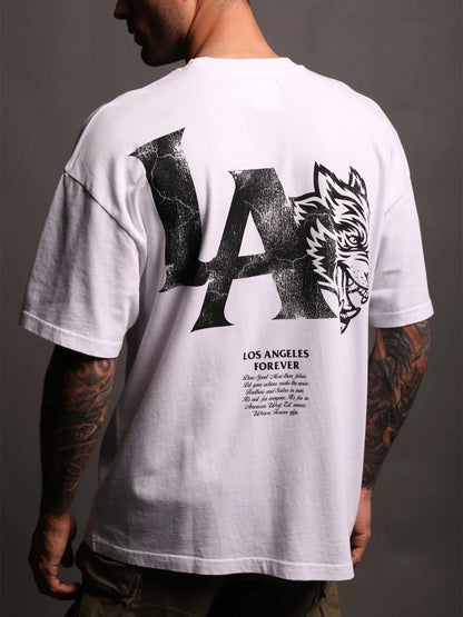DARC SPORT Printed Loose Round-neck T-shirt for Men - Casual Shirt with Long - APEX RITUAL men's t-shirts