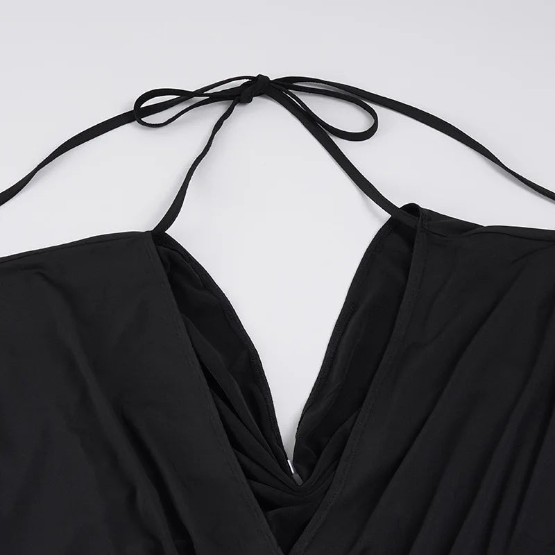 Sexy Deep V Neck Lace Spliced Tie Waist Slim Half Sleeve Crop Tee For Women