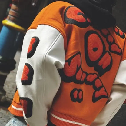 Embroidery bomber Jacket Men Splicing PU Leather Sleeves Spring Autumn Streewear varsity Jacket Baseball Coats Men Clothing