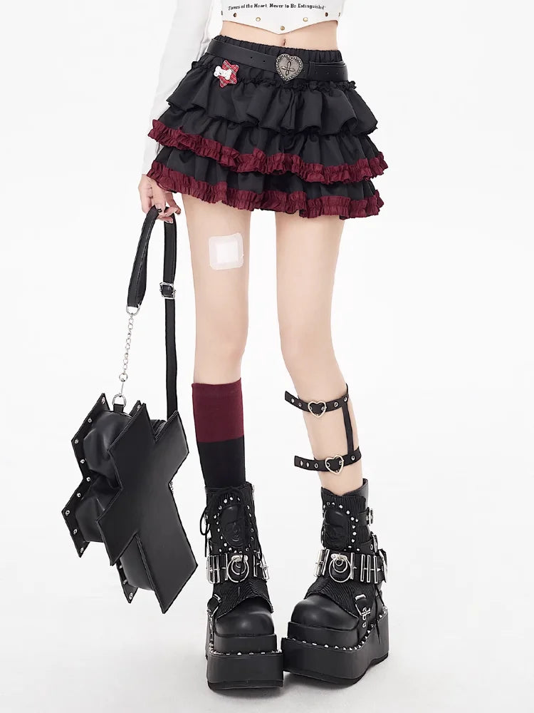 Y2k Mini Skirts Summer Women Black Gothic A-Line Pleated Skirt Harajuku Vintage 90s Aesthetic Kawaii Skirt 2000s Clothes