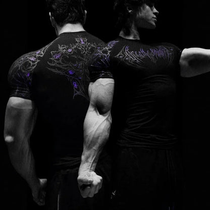 Muscular Men Trendy FitnessTShirt，Adopt American-Style Trendy Brand Sports Quick-Dry Breathable Short SleevesTShirt。