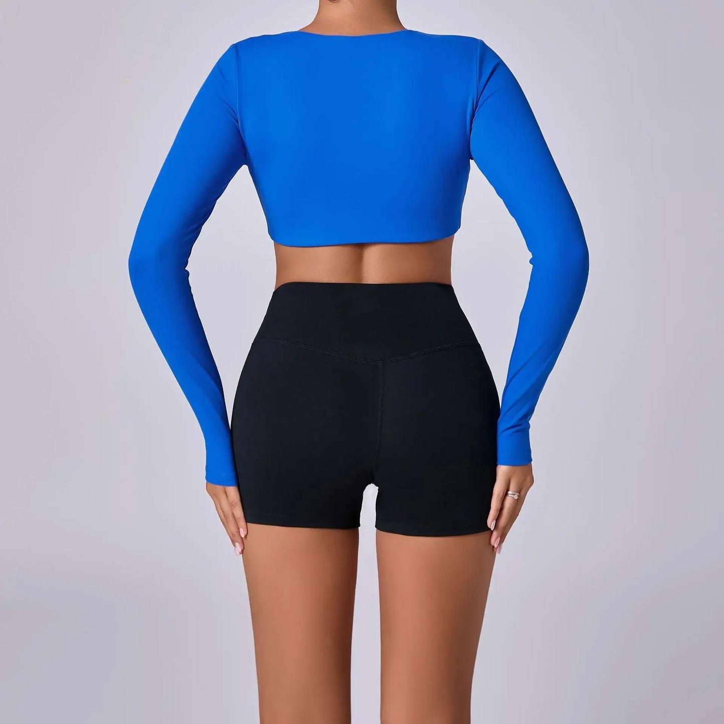 Crop Top Women Long Sleeve Tees 2026 Gym Shirt Padding Sports T-shirts Push Up Yoga Clothing Black White Blue Coffee Gray Navy