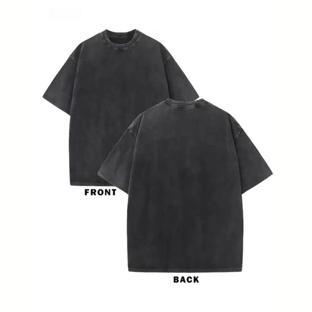 Vintage Washed Los Angeles Arch Letter Graphic T-Shirt, Retro USA City Casual Washed Black Crew Neck Short Sleeve Women's Top