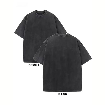 Vintage Washed Los Angeles Arch Letter Graphic T-Shirt, Retro USA City Casual Washed Black Crew Neck Short Sleeve Women's Top