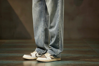 KSTUN Light Blue Baggy Pant Men Wide Leg Jeans Loose Straight Casaul Streetwear Vintage Men's Trousers 100% Cotton Large Size 40