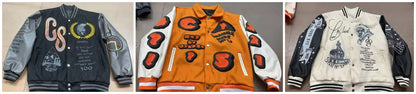 Embroidery bomber Jacket Men Splicing PU Leather Sleeves Spring Autumn Streewear varsity Jacket Baseball Coats Men Clothing