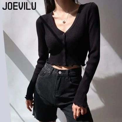 Women's Y2K V-Neck Knit Crop Top