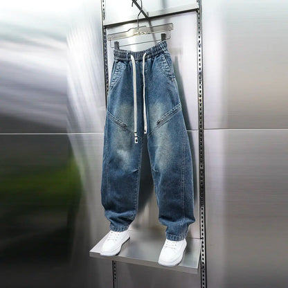 American Retro Washed Distressed Jeans Loose Straight Wide-leg Jeans Luxury Brand Men's Clothing