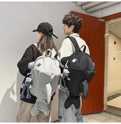 Whale Design Dual Shoulder Backpack Unisex Street Style Cycling Bag Fashionable Student Backpack for Men And Women