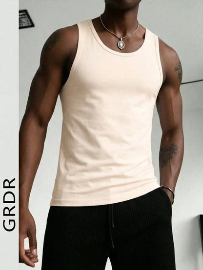 Men's Solid Color Tank Top Slim Fit U-Neck Sleeveless T-Shirt Basic Casual Vest For Men Gym Workout Summer Streetwear Tops