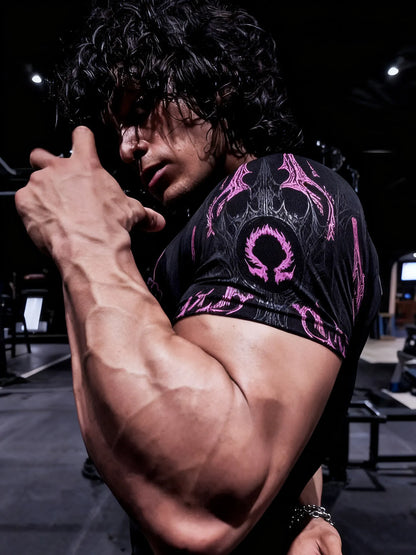 Gothic Battle Axe Short Sleeved Men's Quick Drying Stretch Fitness Suit For Summer Sports With Tight Compression Cuffs T-shirt