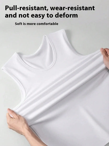 Men's Solid Color Tank Top Slim Fit U-Neck Sleeveless T-Shirt Basic Casual Vest For Men Gym Workout Summer Streetwear Tops