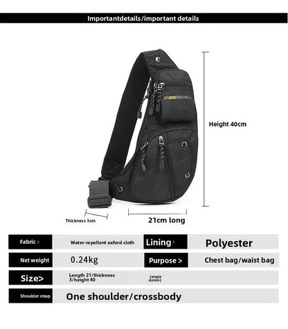2025 New Men's Oxford Cloth Crossbody Bag Casual Single Shoulder Bag Fashionable Street Style Leisure Chest Bag for Men