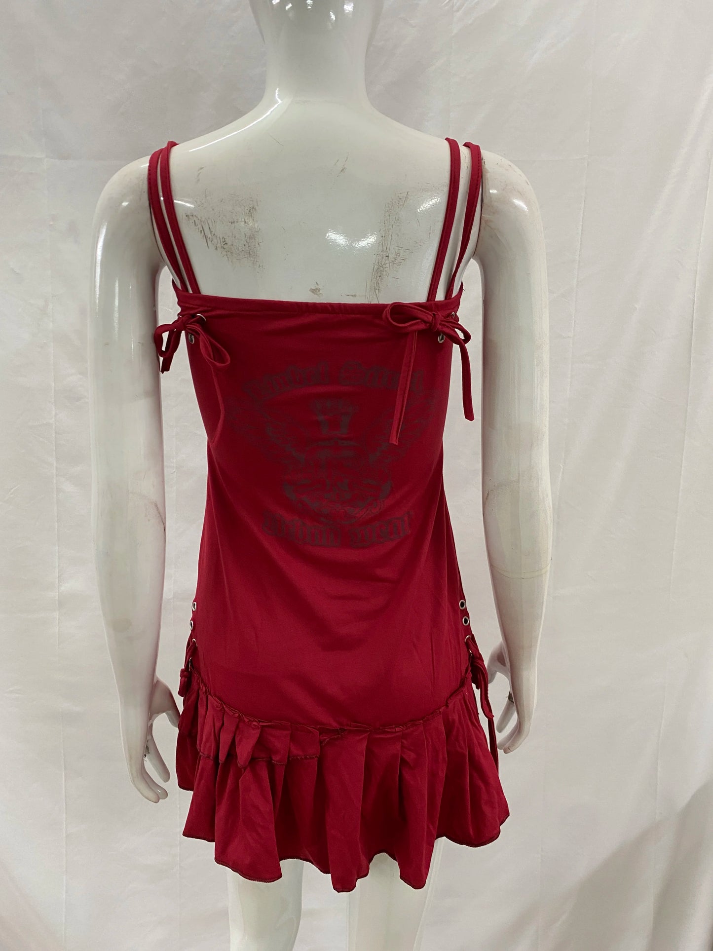 Women's Gothic Lace-Up Pleated Mini Dress