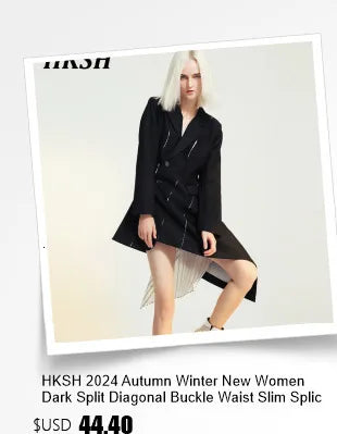HKSH Spring New Women Tide Dark Sports T-shirt Turtleneck Long Sleeve Slim Fit High Elastic Ins Y2K Patchwork Splice Tees HK5067