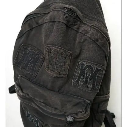 LEFTSIDE Y2k Aesthetic Letter Embroidery Backpack Patchwork Vintage Gothic Schoolbags Luxury Design Casual Students Backpacks
