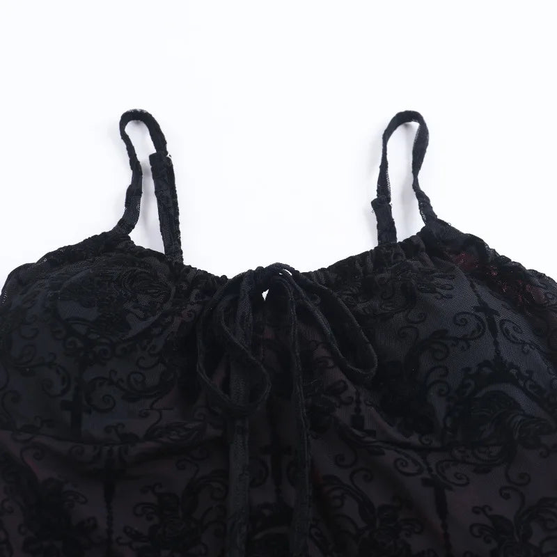 Women's Gothic Cross Strap Mini Dress