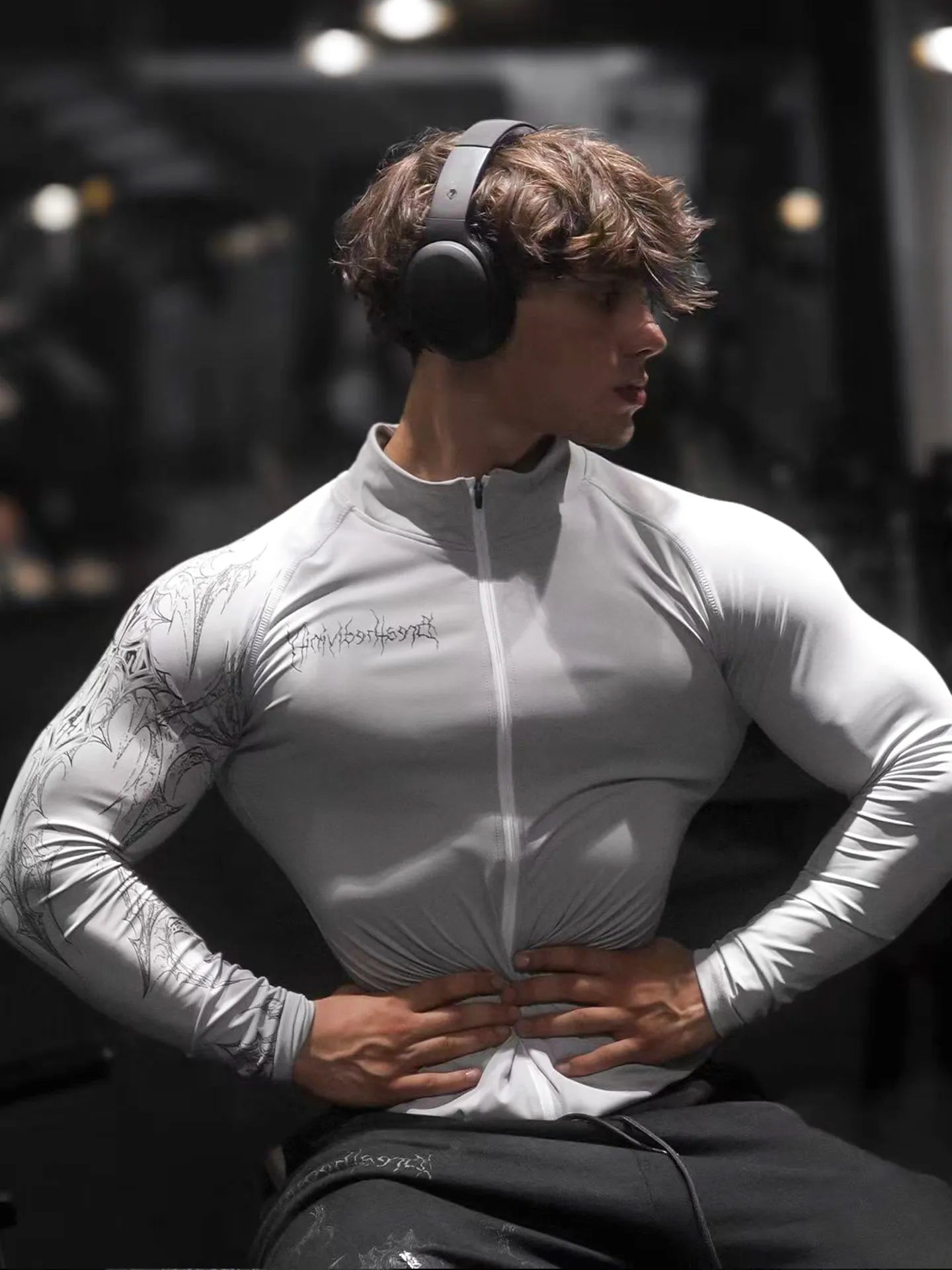 Dark Quick Drying Autumn And Winter Training Long Sleeved Men's Zipper Fitness Clothes, Sports Tight Fitting Clothes