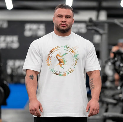 SILVERBACK Muscle Fitness T-shirt Summer Men's Athleisure Workout short sleeve Shirts cotton Fitness Tee Gym Sports Shirt Tops