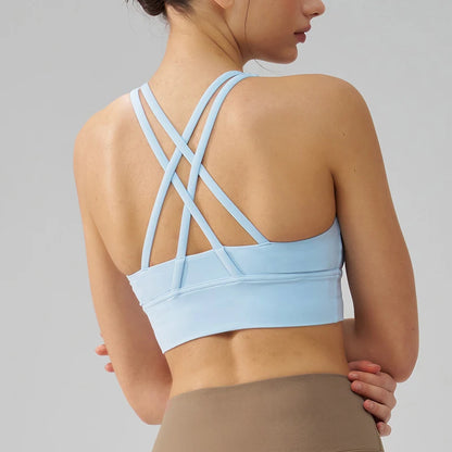 TRY TO BN Gym Tops Women Bras Sports Bralette Nylon Breathable Fitness Underwear Cross Back Running Workout Female Yoga Clothing