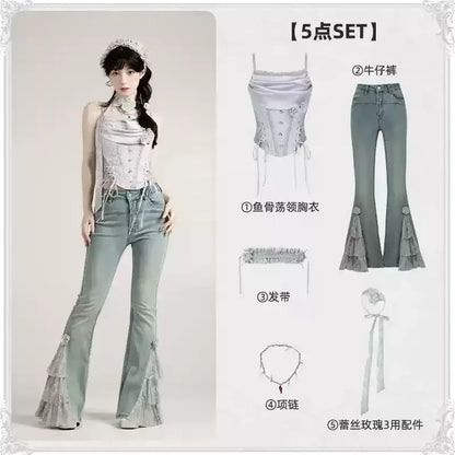 Women's Gothic Camisole Fishtail Skirt Set