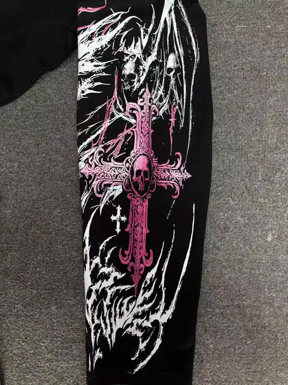 Breathedivinity American-style street workout casual loose-fit printed cotton long pants