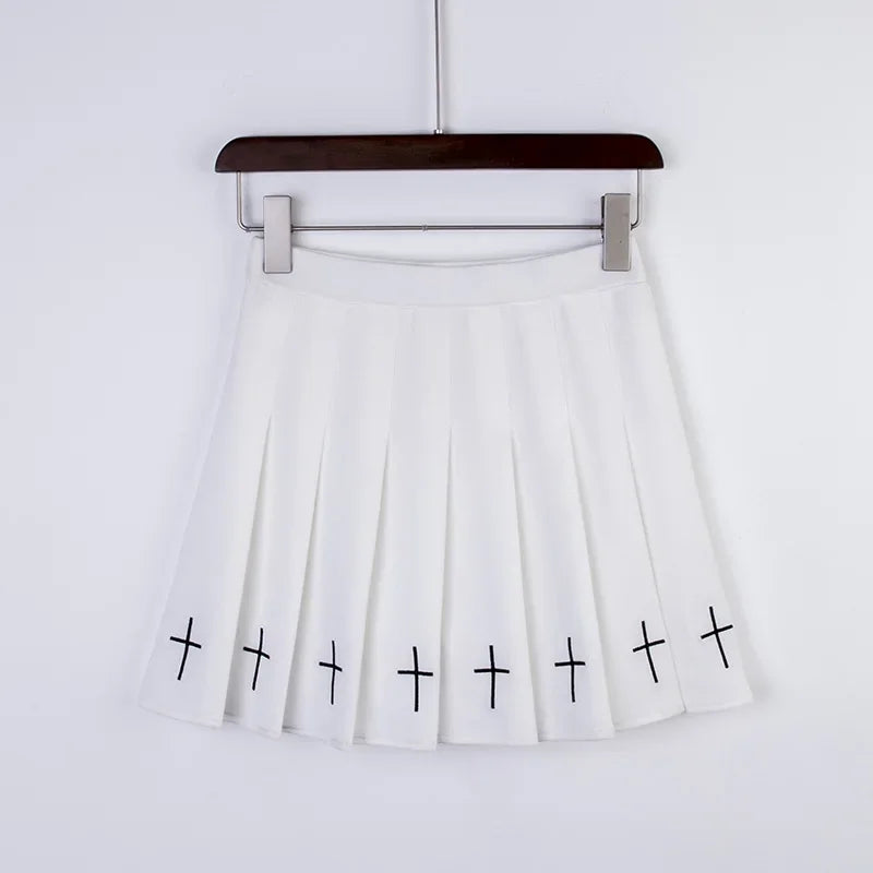 Women's Black Gothic Pleated Mini Skirt